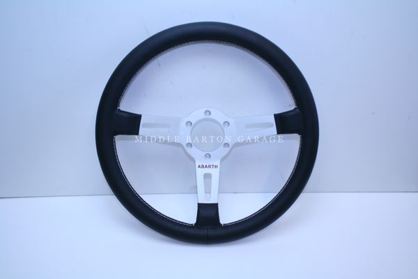 STEERING WHEEL B/LEATHER SILVER SPOKES
